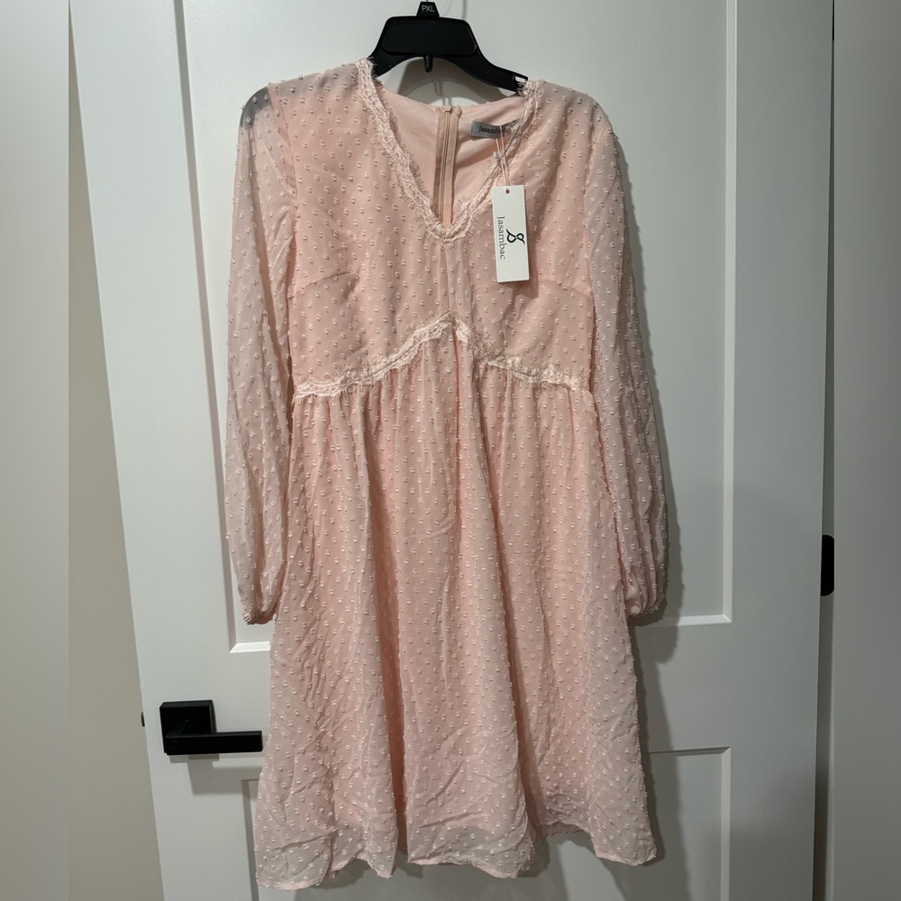 Pink Maternity Long Sleeve Dress